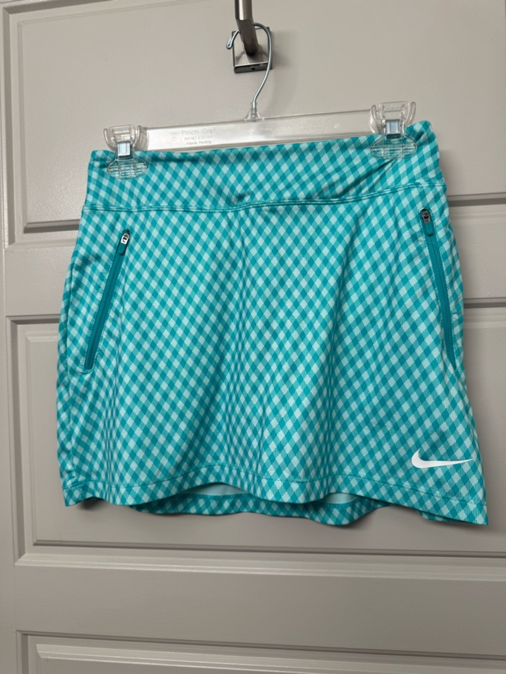 Nike Turquoise and White Gingham Golf Skort